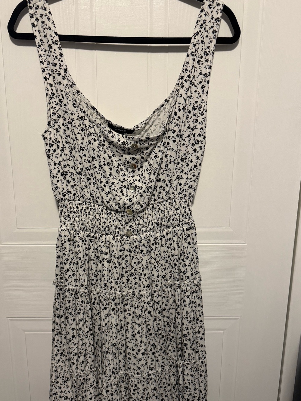 Forever 21 White Dress with Black Floral Print